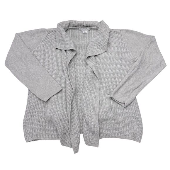 Barefoot Dreams Cozychic Lite Coastal Cardi Sweater Size Medium‎ Gray Open Front - Picture 1 of 8